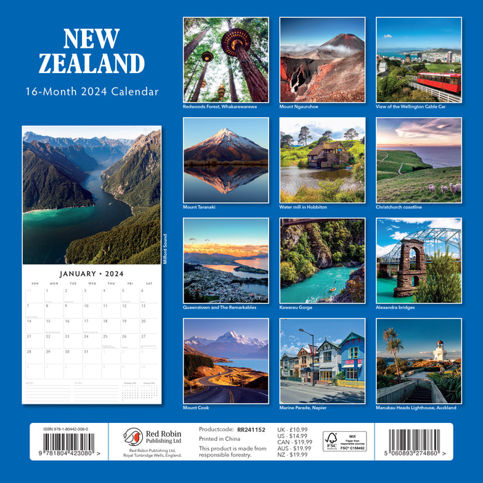 2024 New Zealand Wall Calendar