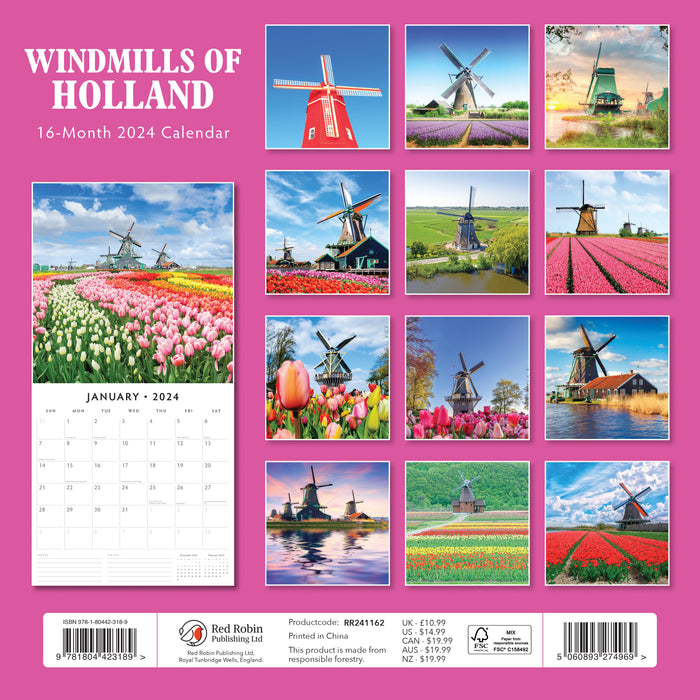 2024 Windmills of Amsterdam Wall Calendar