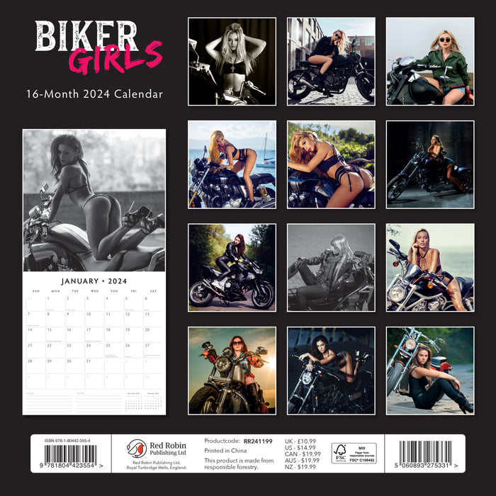 2024 Biker Girls Wall Calendar