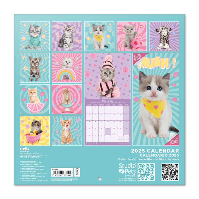 2025 Studio Pets Kittens Wall Calendar