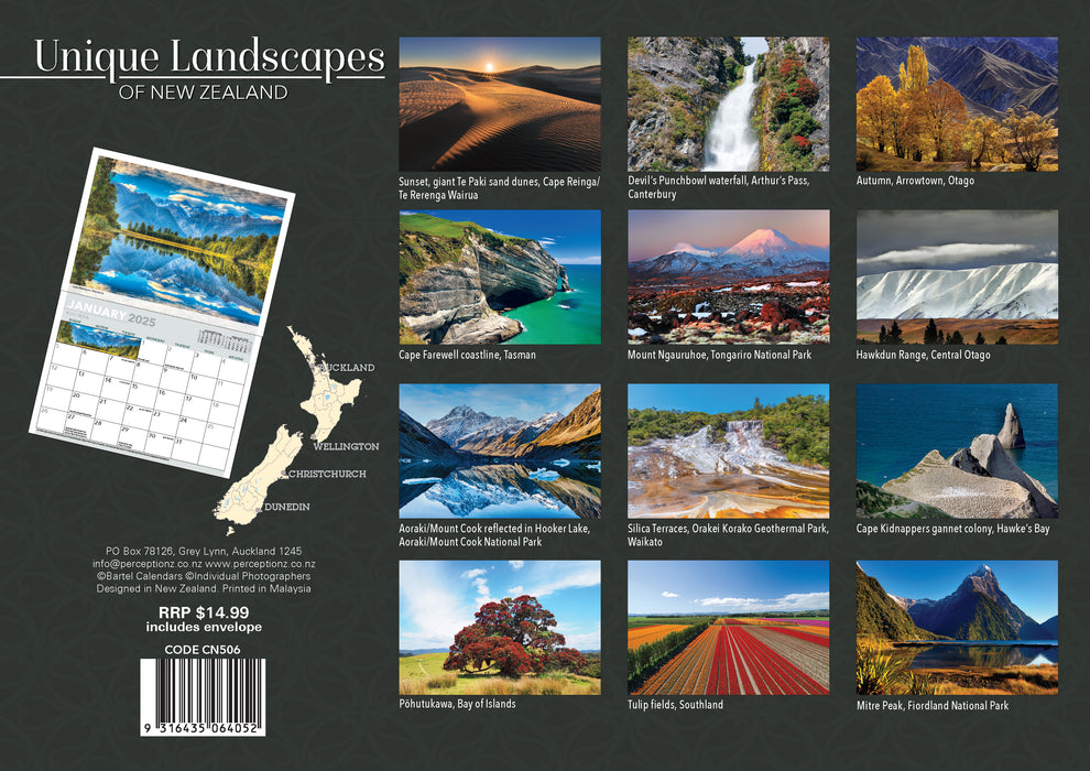 2025 Unique New Zealand Landscapes Wall Calendar