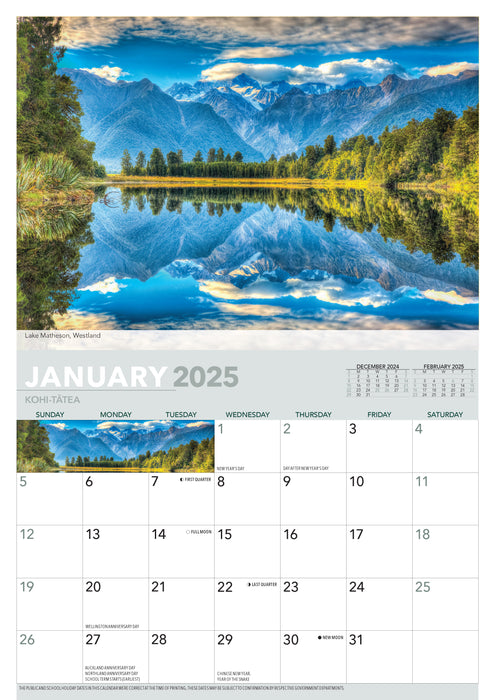 2025 Unique New Zealand Landscapes Wall Calendar
