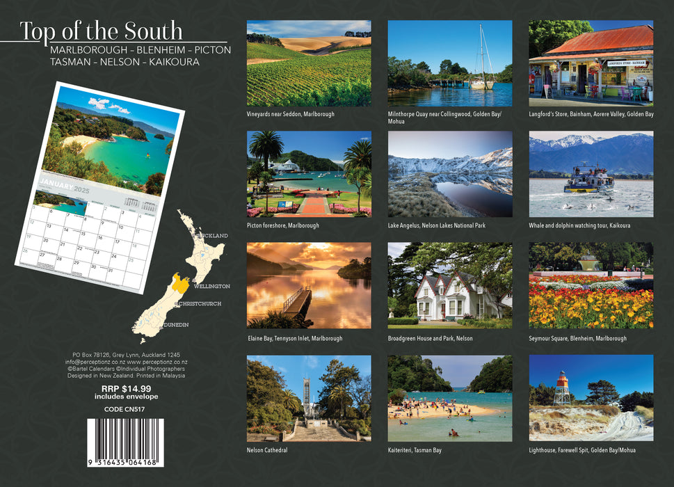 2025 Top of the South: Nelson Picton & Marlborough Wall Calendar