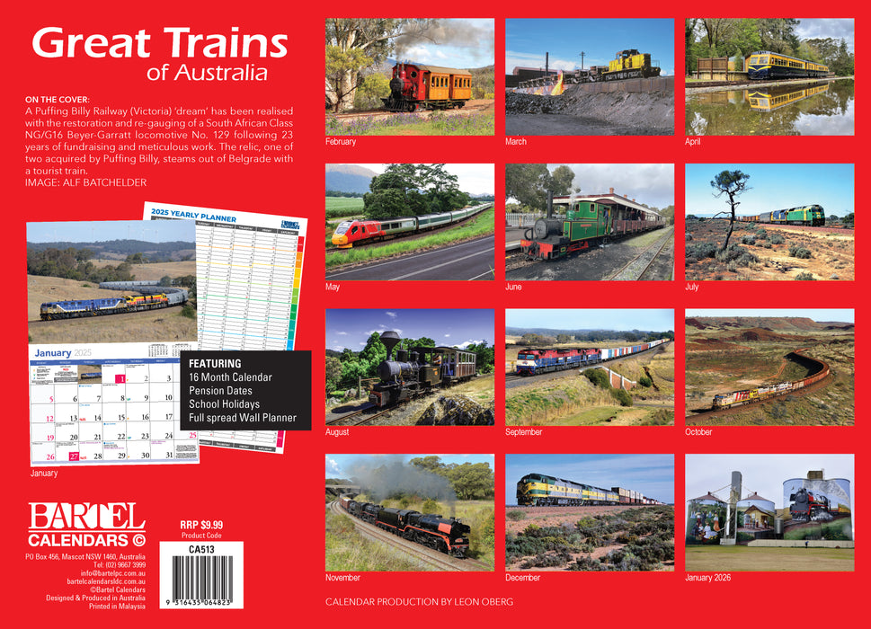 2025 Great Trains of Australia Wall Calendar