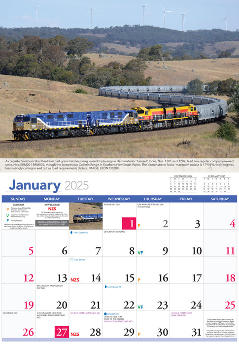 2025 Great Trains of Australia Wall Calendar