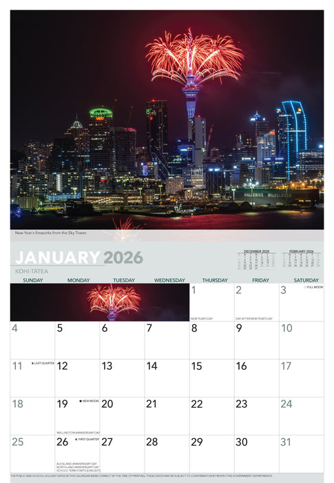 Auckland 2026 A4 Wall Calendar