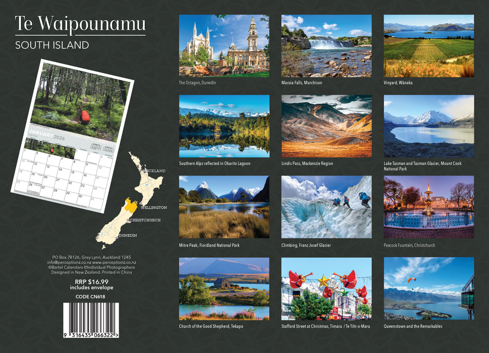 South Island 2026 A4 Wall Calendar
