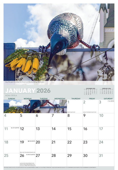 Larger than Life in Aotearoa 2026 A4 Wall Calendar
