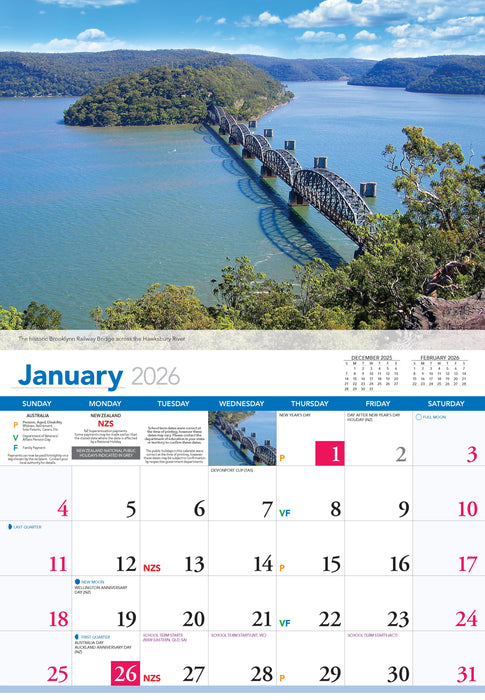 Scenic Central Coast 2026 A4 Wall Calendar