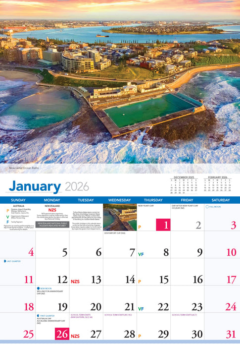 Newcastle and the Hunter 2026 A4 Wall Calendar