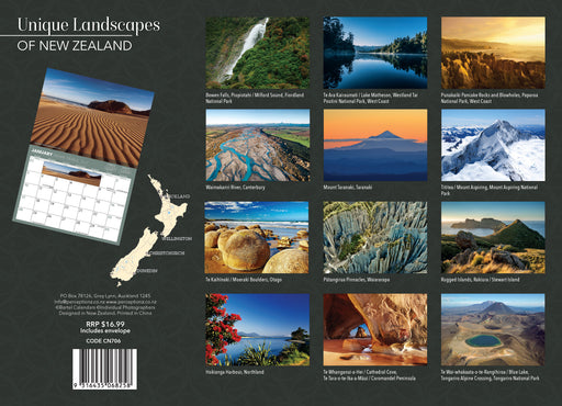 Unique New Zealand Landscapes 2027 Wall Calendar