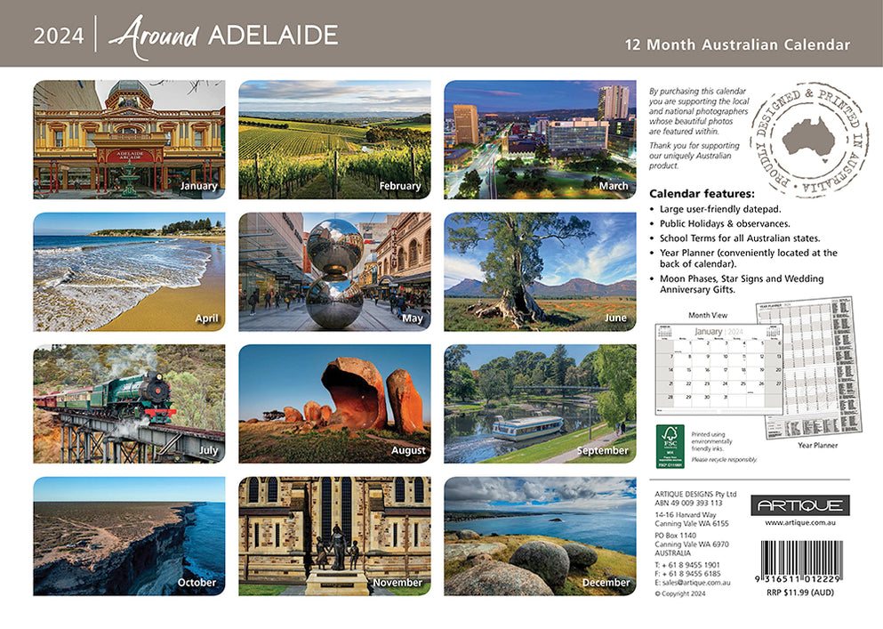 2024 Around Adelaide Wall Calendar — Calendar Club