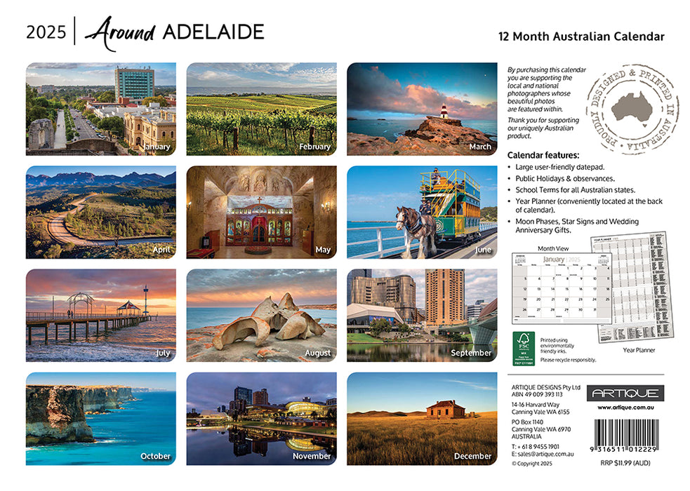 2025 Around Adelaide Wall Calendar
