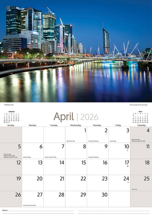 Queensland 2026 A4 Wall Calendar