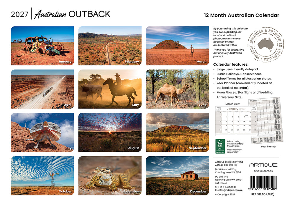 Australian Outback 2027 Wall Calendar