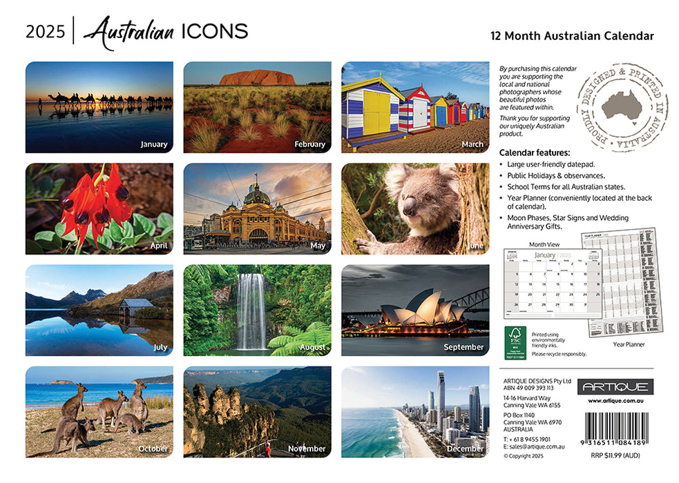 2025 Australian Icons Wall Calendar