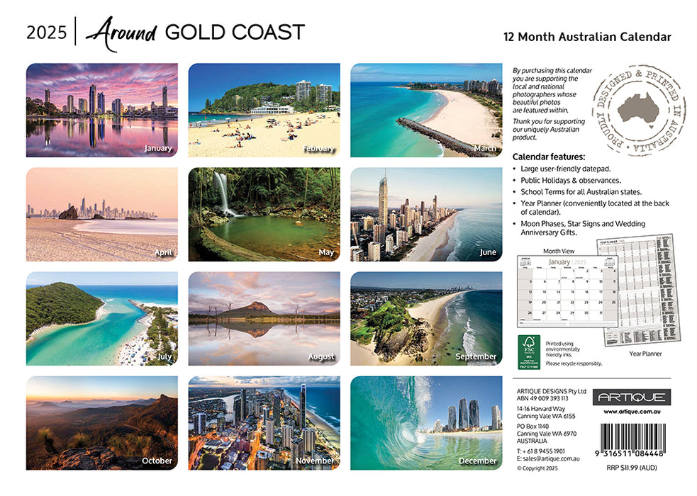 2025 Around Gold Coast Wall Calendar