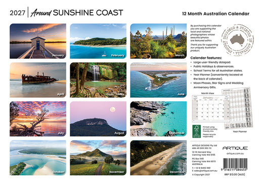 Around Sunshine Coast 2027 Wall Calendar