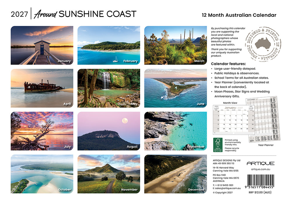 Around Sunshine Coast 2027 Wall Calendar