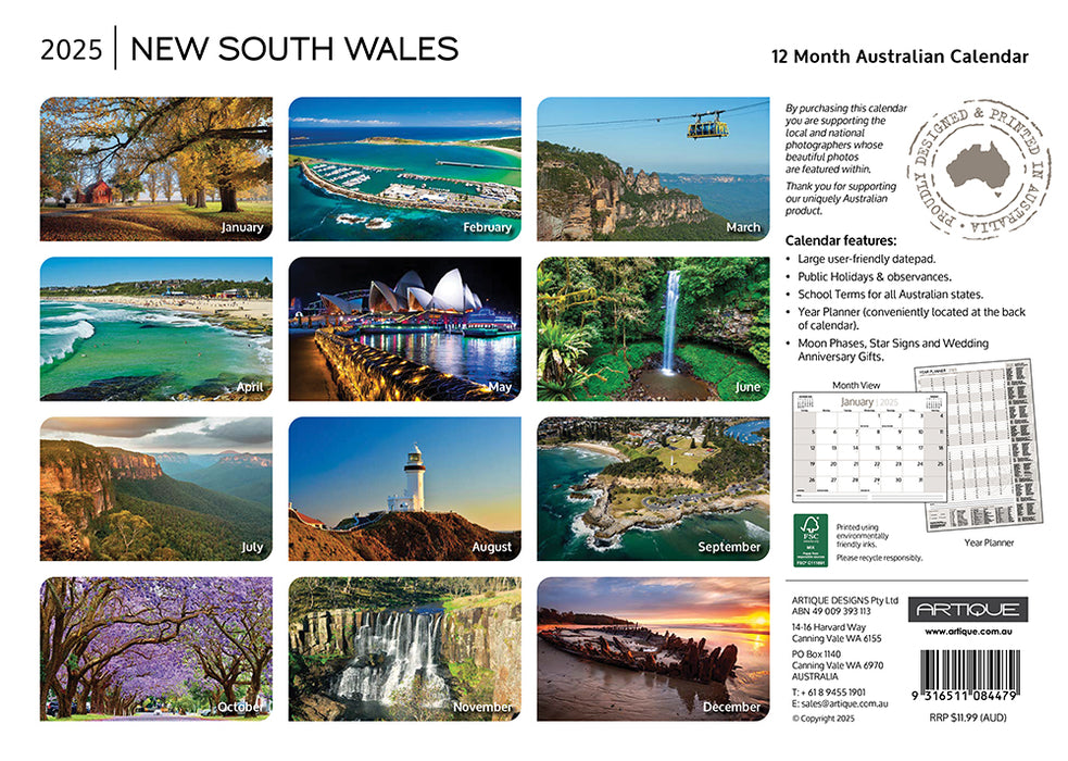 2025 New South Wales Wall Calendar