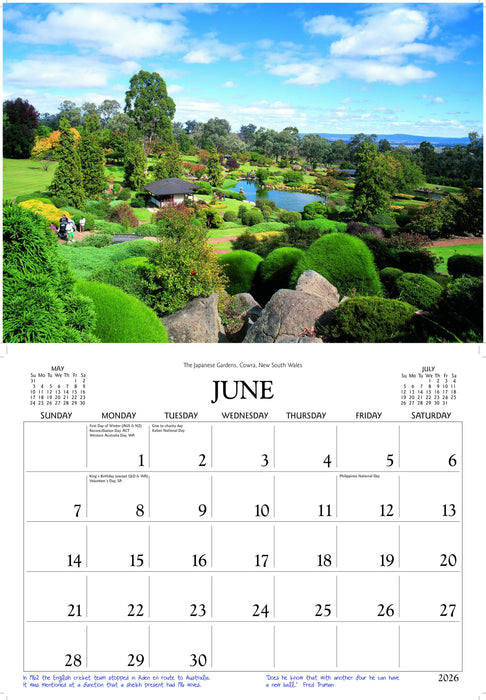 Australian Gardens 2026 A4 Wall Calendar