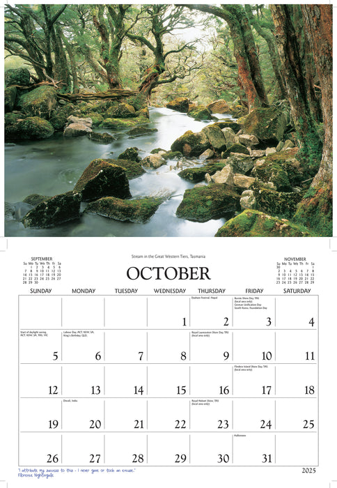 2025 Australian Rainforest Wall Calendar
