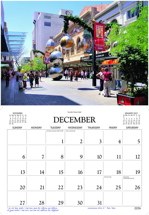 Scenic Adelaide 2026 A4 Wall Calendar