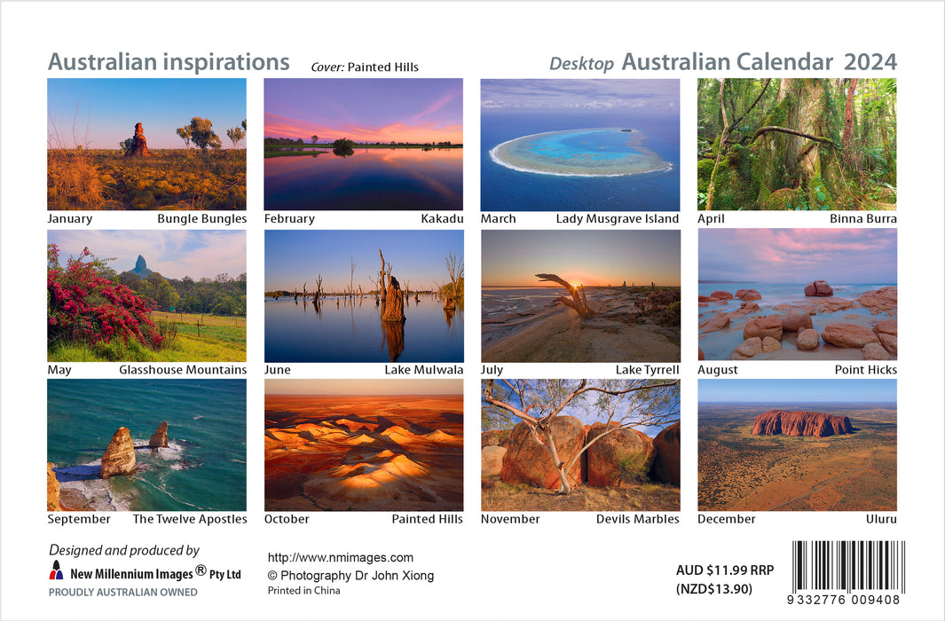 2024 Australian Inspirations Desk Easel Calendar