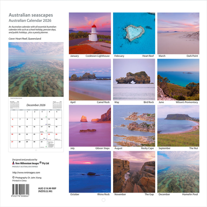 Australian Seascapes 2026 Square Wall Calendar