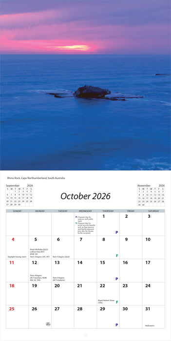 Australian Seascapes 2026 Square Wall Calendar