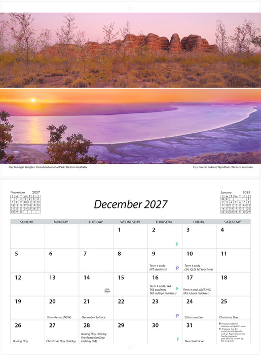 Australia Panorama 2027 Large Wall Calendar