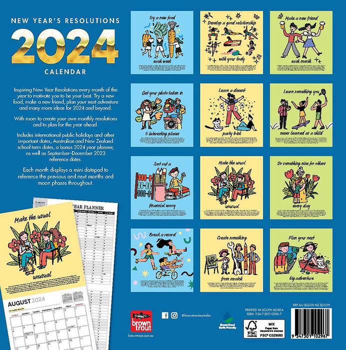 2024 New Year Resolutions Wall Calendar