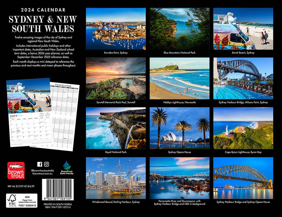 2024 Sydney & New South Wales Wall Calendar