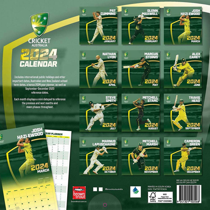 2024 Cricket Australia Wall Calendar