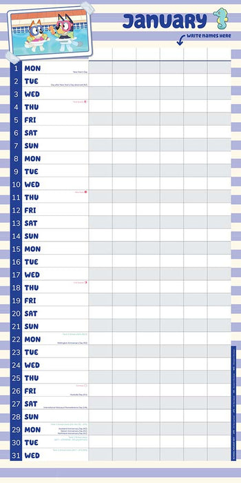 2024 Bluey Family Planner Wall Calendar