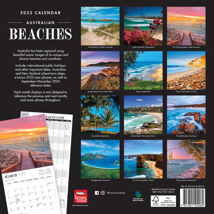 2025 Australian Beaches Wall Calendar by  Browntrout Publishers Australia from Calendar Club