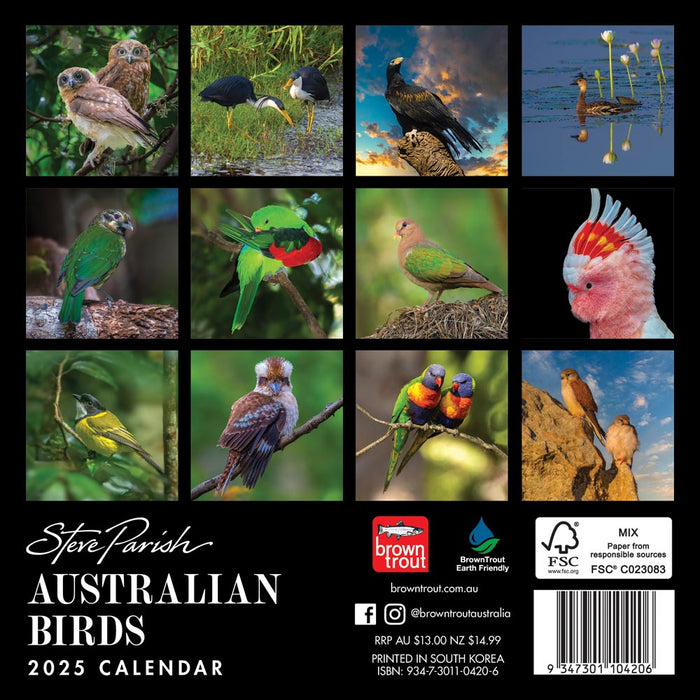 2025 Australian Birds by Steve Parish Mini Wall Calendar by  Browntrout Publishers Australia from Calendar Club