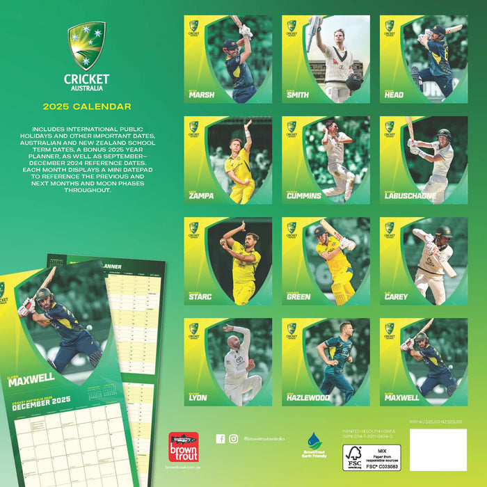 2025 Cricket Australia Wall Calendar