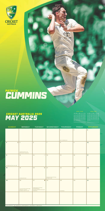 2025 Cricket Australia Wall Calendar (missing back page image) by  Browntrout Publishers Australia from Calendar Club