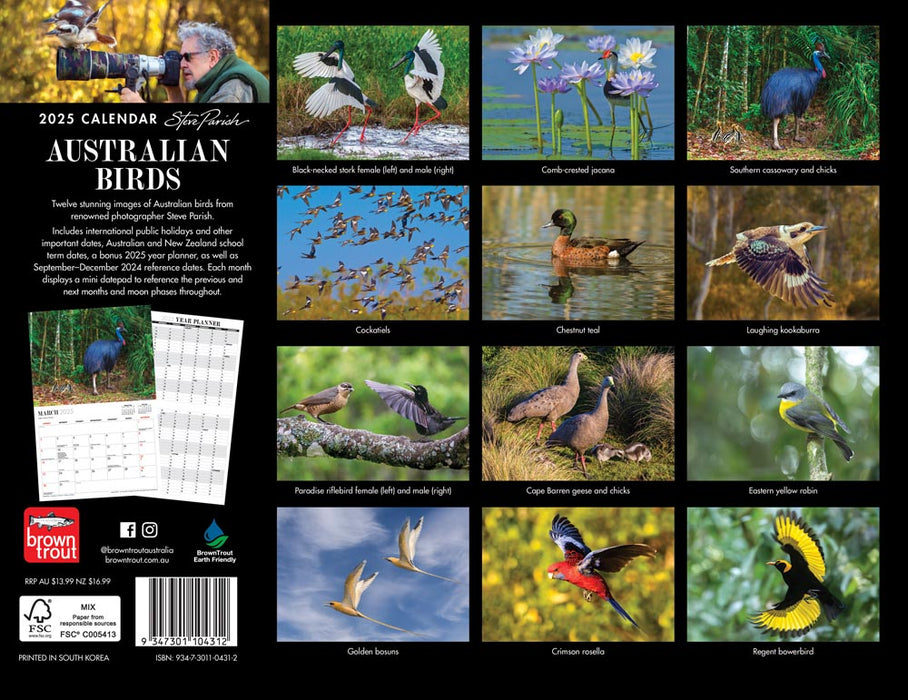 2025 Australian Birds by Steve Parish Wall Calendar