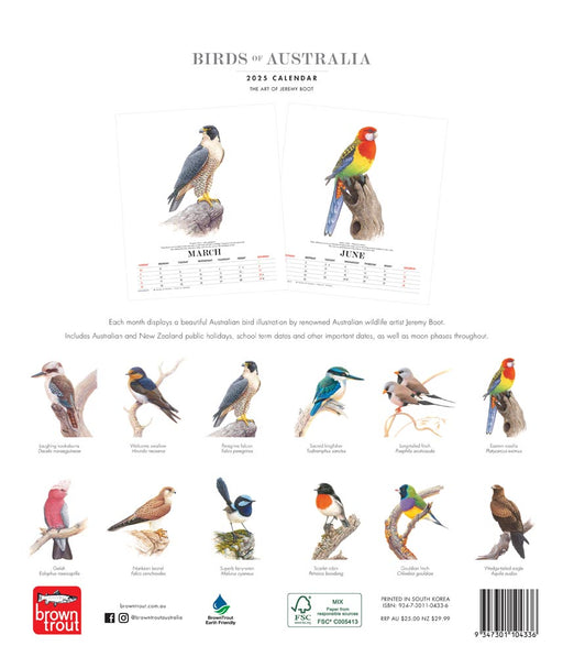 2025 Birds of Australia: The Art of Jeremy Boot Deluxe Large Wall Calendar by  Browntrout Publishers Australia from Calendar Club