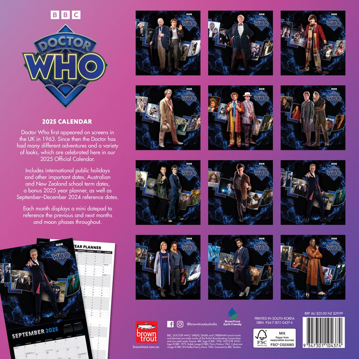 2025 Doctor Who Wall Calendar by  Browntrout Publishers Australia from Calendar Club