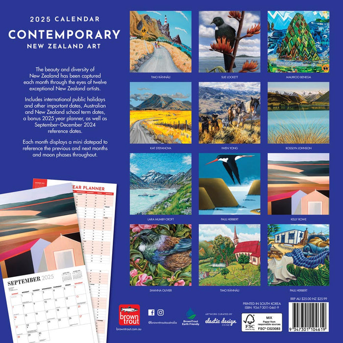 2025 Contemporary New Zealand Art Wall Calendar by  Browntrout Publishers Australia from Calendar Club