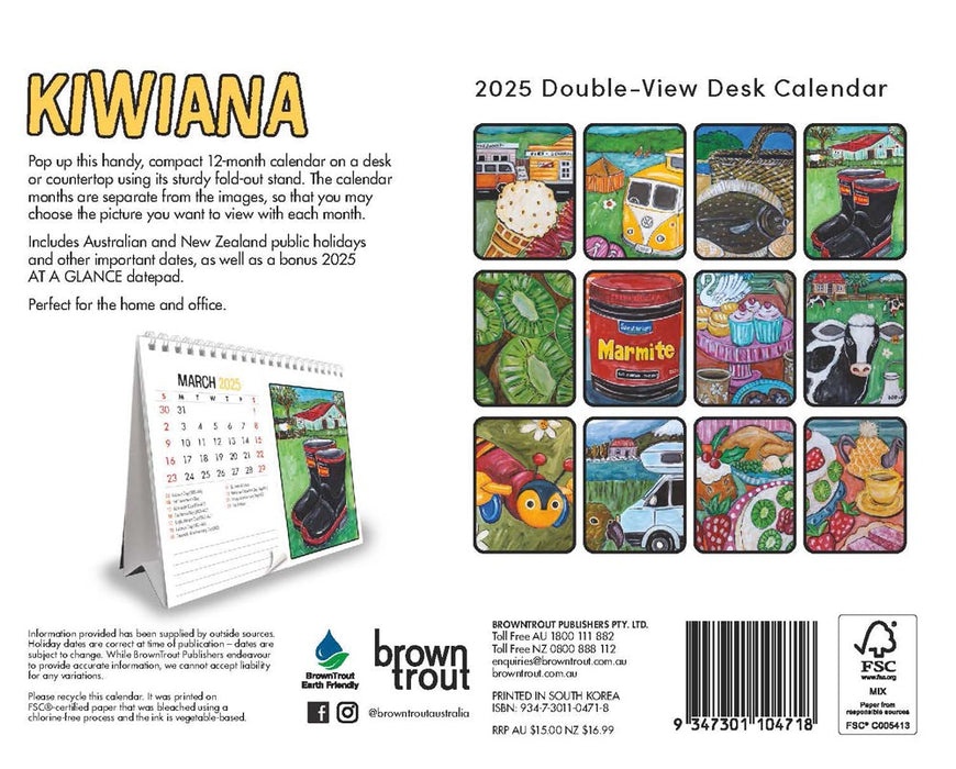 2025 Kiwiana Double View Desk Easel Calendar by  Browntrout Publishers Australia from Calendar Club