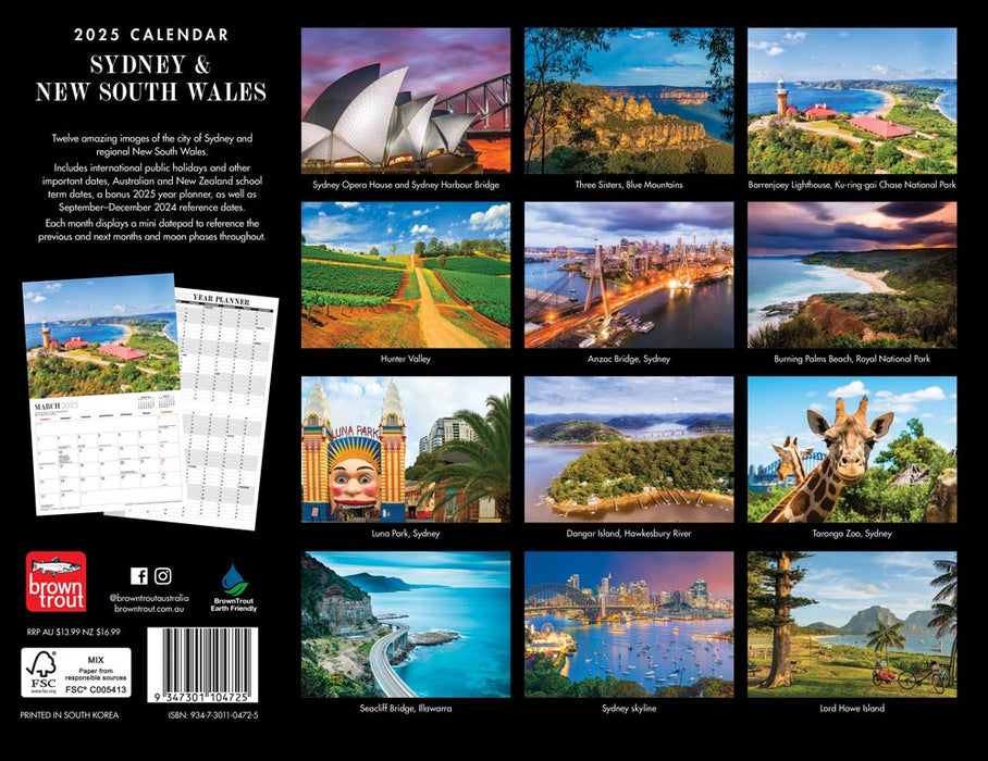 2025 Sydney & New South Wales Wall Calendar by  Browntrout Publishers Australia from Calendar Club