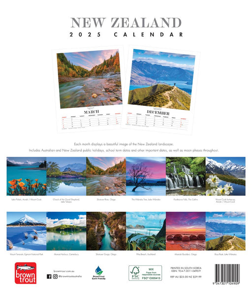 2025 New Zealand Deluxe Wall Calendar by  Browntrout Publishers Australia from Calendar Club