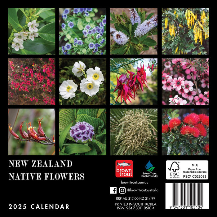 2025 New Zealand Native Flowers Mini Wall Calendar by  Browntrout Publishers Australia from Calendar Club