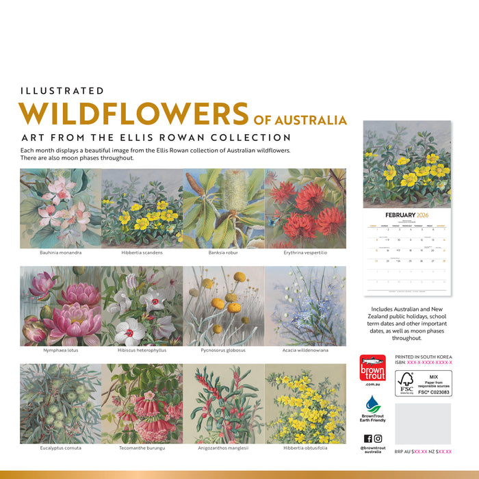 Illustrated Wildflowers of Australia 2026 Square Wall Calendar