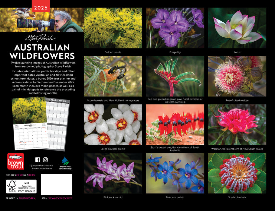 Australian Wildflowers S Parish 2026 A4 Wall Calendar