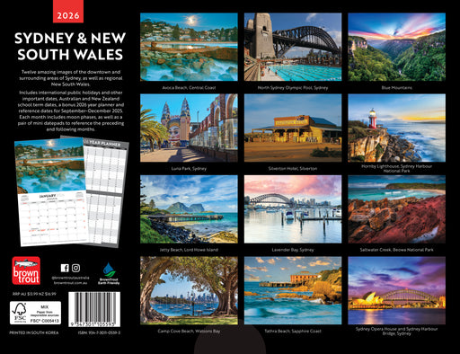 Sydney and New South Wales 2026 A4 Wall Calendar